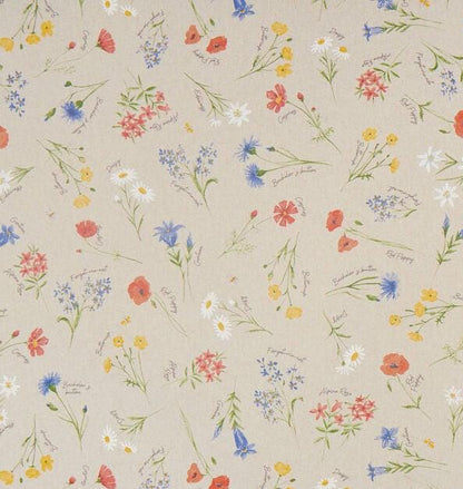 Floral Blossom Linen Look Tablecloth: Round, Oval, Rectangle