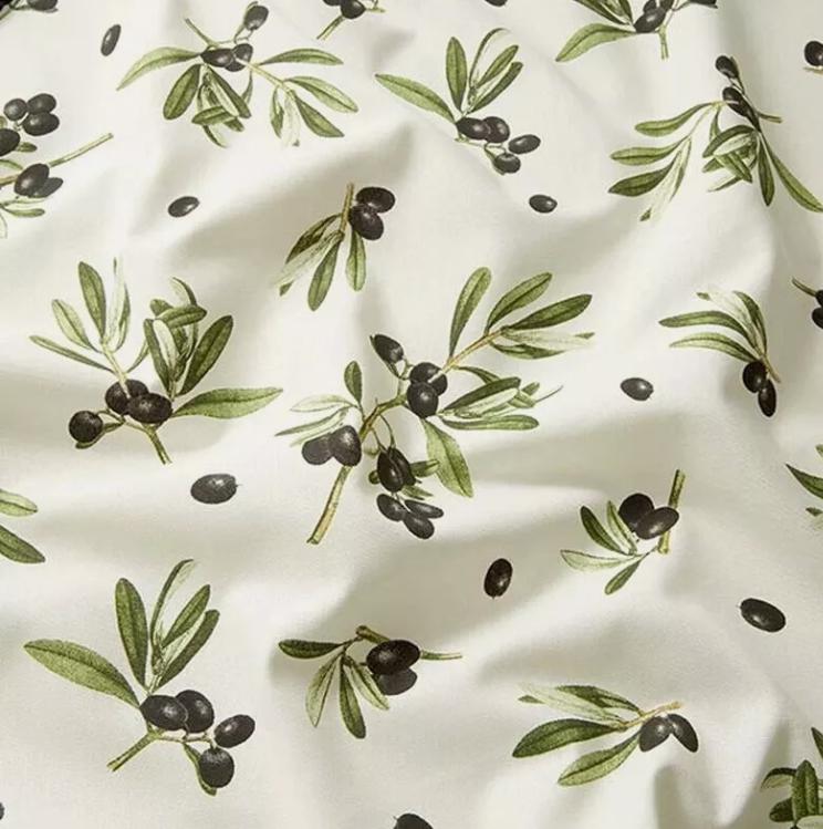 Black Olives Off White Tablecloth, Round Oval Rectange, Handmade in UK