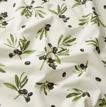 Black Olives Off White Tablecloth, Round Oval Rectange, Handmade in UK