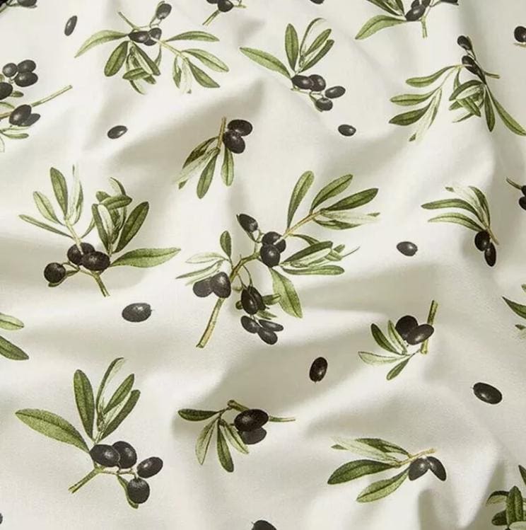 Black Olives Off White Tablecloth, Round Oval Rectange, Handmade in UK