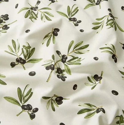 Black Olives Off White Tablecloth, Round Oval Rectange, Handmade in UK