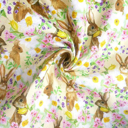 Easter Bunny Floral Tablecloth, Handmade Cotton, UK Made