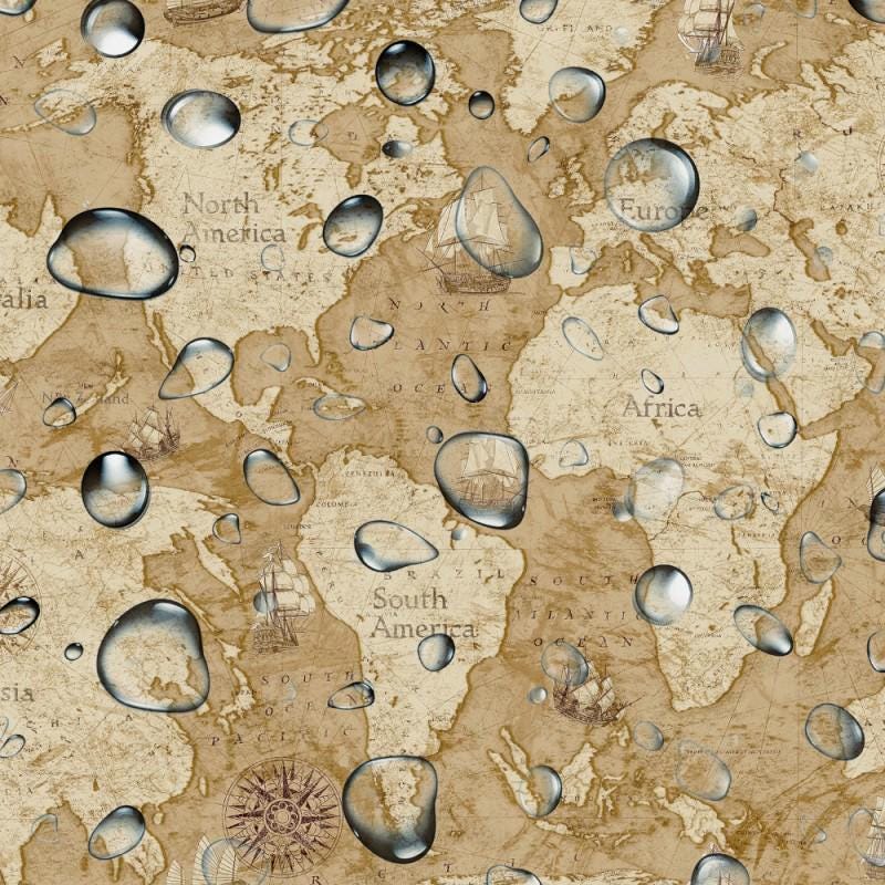 World Map Coated Tablecloth , Outdoor Water Resistant Teflon Coated Table Cloth , Round Oval Rectangle