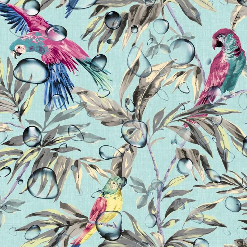 Parrot Paradise Leaves Coated Tablecloth , Water Resistant Tablecloths , Teflon Coated Tablecloth , Round Oval Rectangle Tablecloth