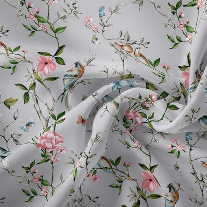 Blossom Birds Floral Coated Tablecloth , Water Resistant Tablecloths , Teflon Coated Tablecloth , Round Oval Rectangle Tablecloth