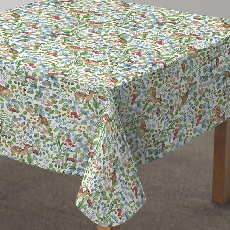 Bosco Woodland Animals Coated Tablecloth , Water Resistant Tablecloths , Teflon Coated Tablecloth , Round Oval Rectangle Tablecloth