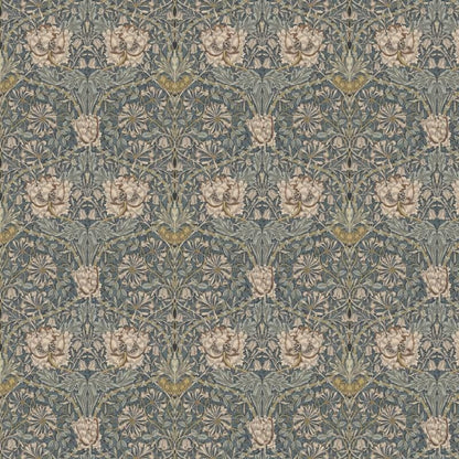 William Morris Coated Tablecloth Honeysuckle Steel , Water Resistant Teflon Coated Table Cloth , Round Oval Rectangle