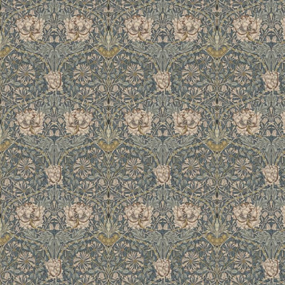 William Morris Coated Tablecloth Honeysuckle Steel , Water Resistant Teflon Coated Table Cloth , Round Oval Rectangle