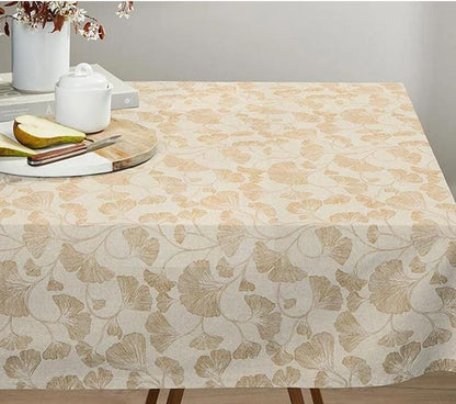 Round Ginkgo Natural Tablecloth , Mustard Natural Floral Tablecloth , Round Tablecloth , Oval Tablecloth , Rectangle Square Tablecloth UK
