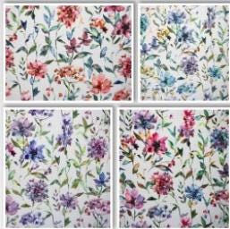 Giardino Floral Coated Tablecloths , Flowers Outdoor Tablecloth , Weather Resistant Tablecloth , Round Oval Rectangle Tablecloth