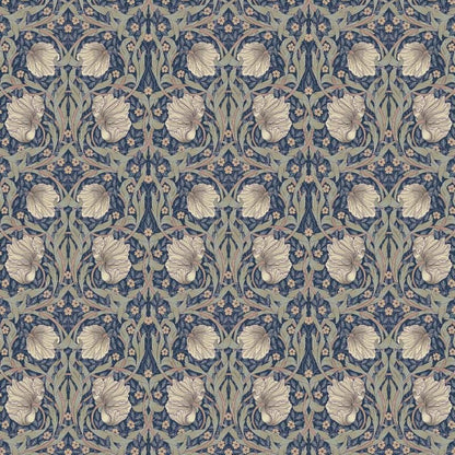 William Morris Coated Tablecloth Pimpernel Navy , Outdoor Water Resistant Teflon Coated Table Cloth , Round Oval Rectangle