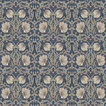 William Morris Coated Tablecloth Pimpernel Navy , Outdoor Water Resistant Teflon Coated Table Cloth , Round Oval Rectangle