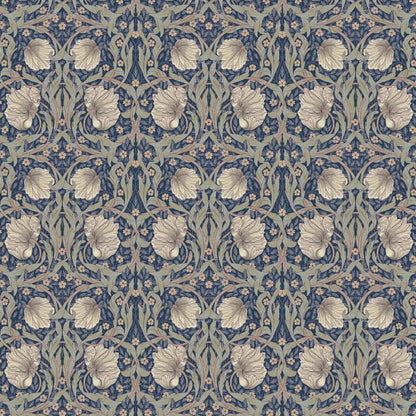 William Morris Coated Tablecloth Pimpernel Navy , Outdoor Water Resistant Teflon Coated Table Cloth , Round Oval Rectangle