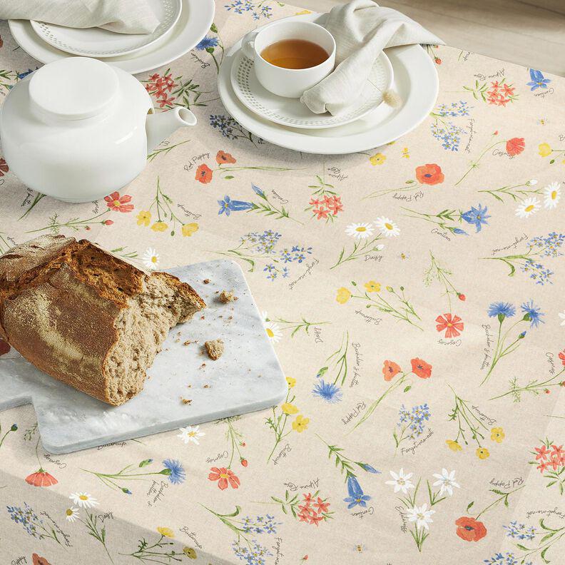 Floral Blossom Linen Look Tablecloth: Round, Oval, Rectangle