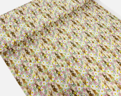 Easter Bunny Floral Tablecloth, Handmade Cotton, UK Made