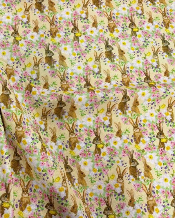Easter Bunny Floral Tablecloth, Handmade Cotton, UK Made