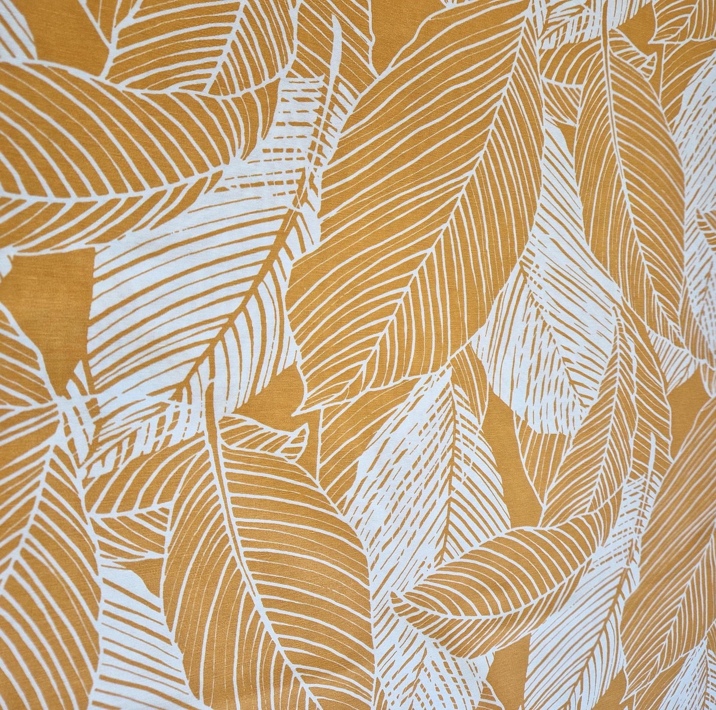 Large Leaves Curry Yellow Orange Tablecloth , Linen Look Tablecloth , Round Tablecloth , Oval Tablecloth , Rectange Tablecloth