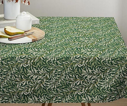 Round William Morris Willow Bough Tablecloth , Tangled Branches Natural Dark Green Tablecloth , Round Oval Square Rectangle Tablecloth