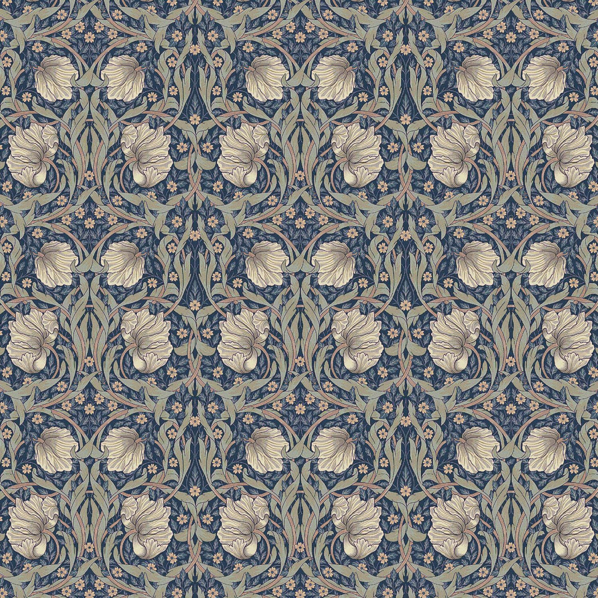 William Morris Coated Tablecloth Pimpernel Navy , Outdoor Water Resistant Teflon Coated Table Cloth , Round Oval Rectangle
