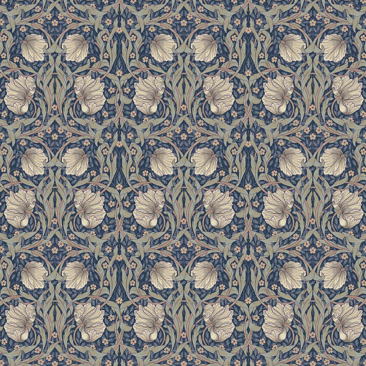 William Morris Coated Tablecloth Pimpernel Navy , Outdoor Water Resistant Teflon Coated Table Cloth , Round Oval Rectangle