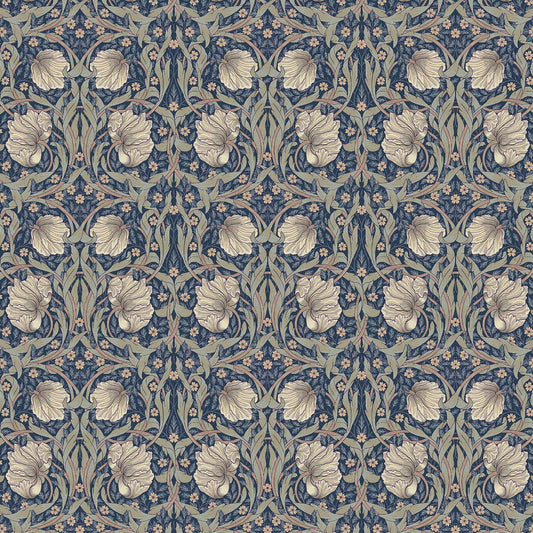 William Morris Coated Tablecloth Pimpernel Navy , Outdoor Water Resistant Teflon Coated Table Cloth , Round Oval Rectangle