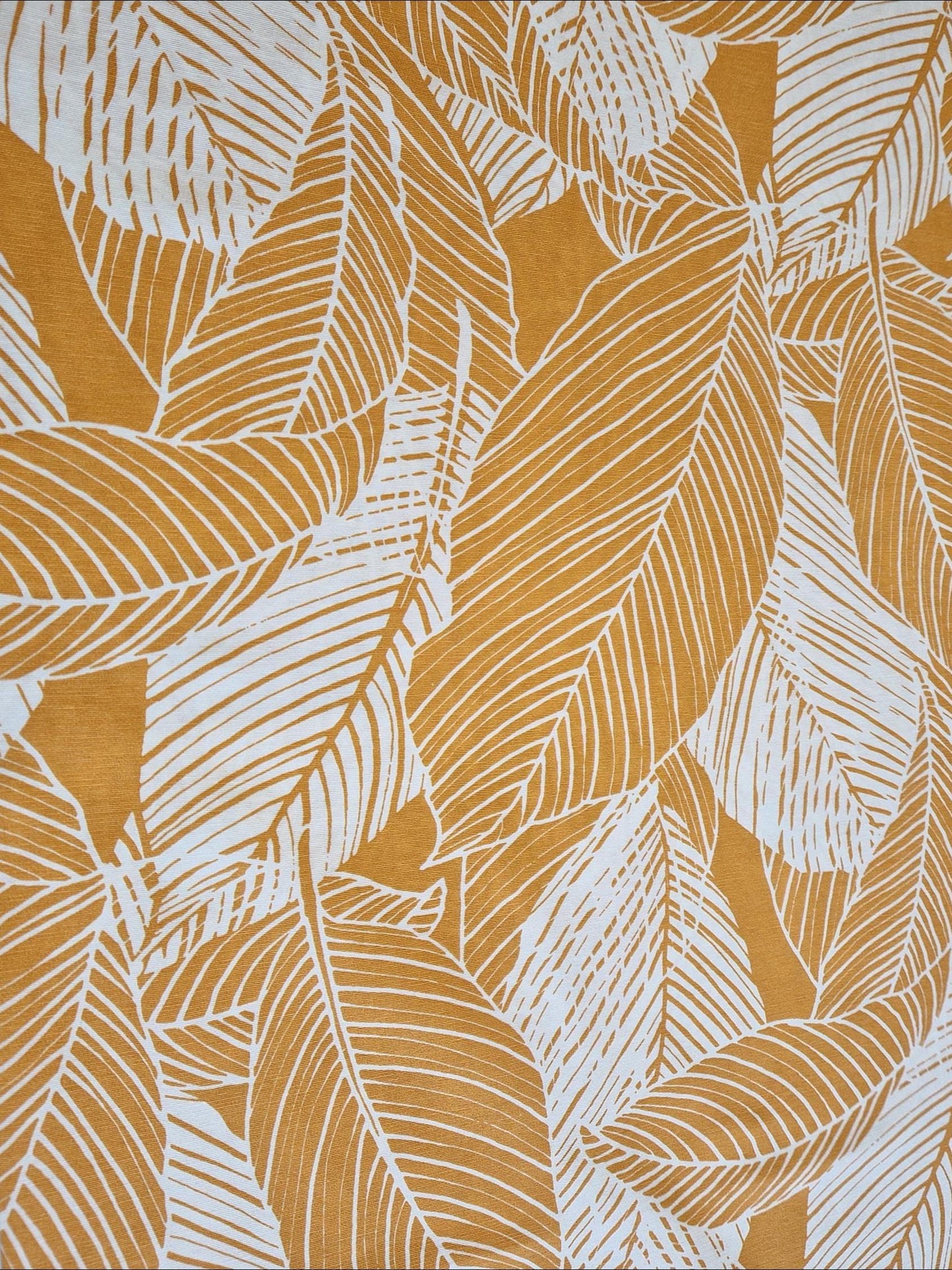 Large Leaves Curry Yellow Orange Tablecloth , Linen Look Tablecloth , Round Tablecloth , Oval Tablecloth , Rectange Tablecloth
