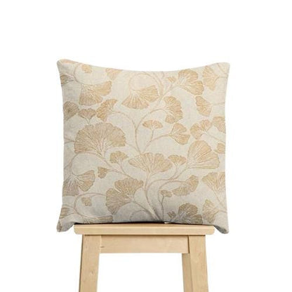 Ginkgo Floral Cushion Cover: Handmade Cotton Linen Throw Pillow, UK Made