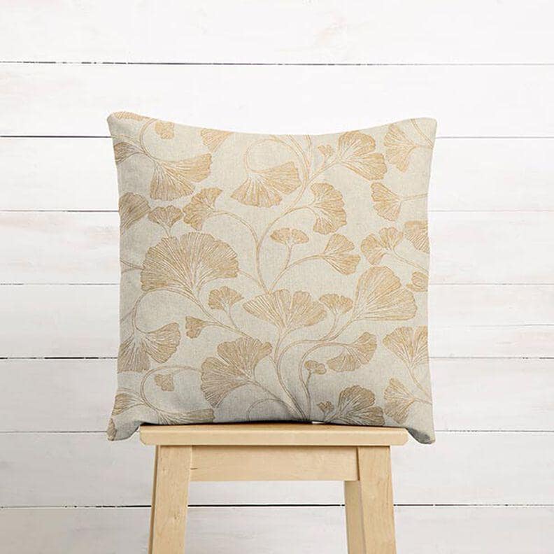Ginkgo Floral Cushion Cover: Handmade Cotton Linen Throw Pillow, UK Made