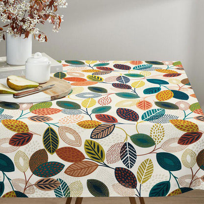 Round Scandi Leaves Leaf Tablecloth , Leaf Multi Tablecloth , Round Tablecloth , Oval Tablecloth , Rectange Tablecloth