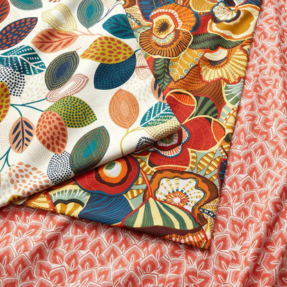 Round Scandi Leaves Leaf Tablecloth , Leaf Multi Tablecloth , Round Tablecloth , Oval Tablecloth , Rectange Tablecloth