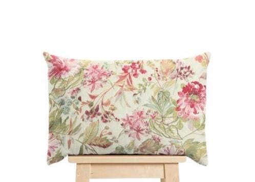 Watercolour Flowers Cushion Cover , Flowers Light Beige Raspberry Cushion Cover , Throw Pillow , Scatter Cushions , Cushion Cover UK