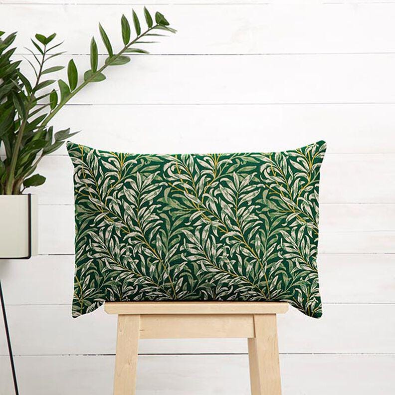 Green Leaf Cushion Cover: Cotton Linen Throw Pillow, Handmade in UK
