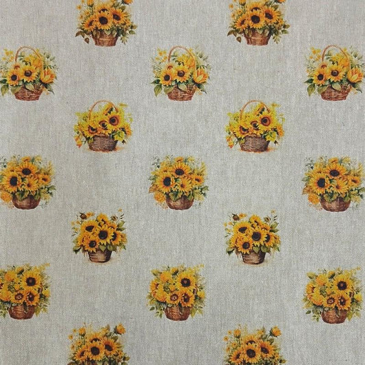 Sunflower Linen Look Tablecloth: Handmade Floral Table Decor