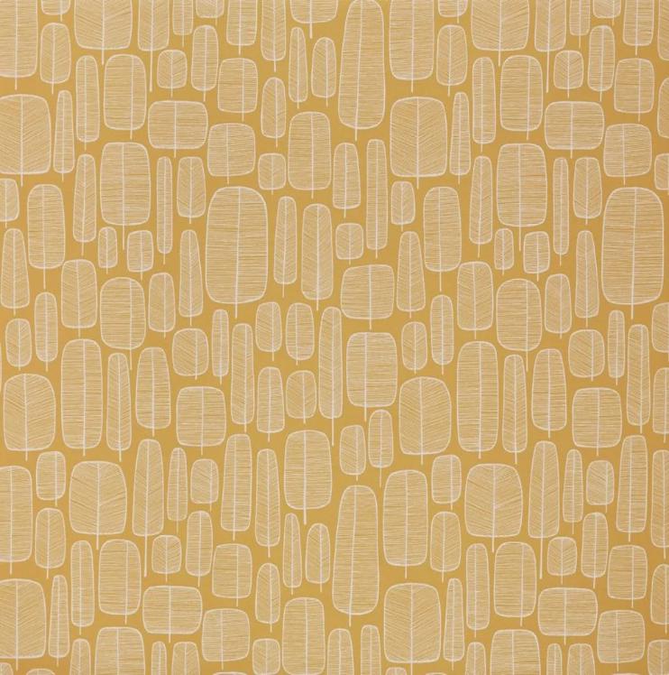Little Trees Yellow Ochre Cushion Cover: Handmade Cotton Throw Pillow