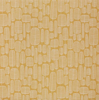 Little Trees Yellow Ochre Cushion Cover: Handmade Cotton Throw Pillow
