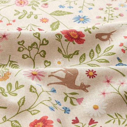 Woodland Forest Animals Tablecloth , Linen Look Round Oval Rectange ,