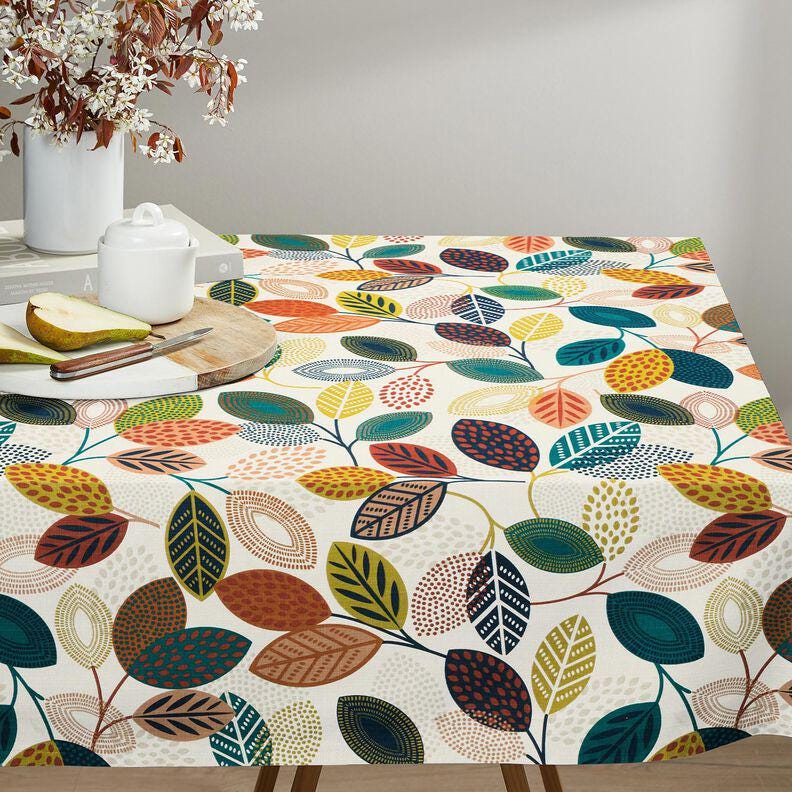 Round Scandi Leaves Leaf Tablecloth , Leaf Multi Tablecloth , Round Tablecloth , Oval Tablecloth , Rectange Tablecloth