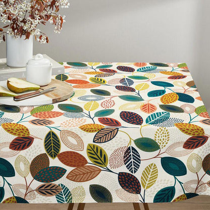 Round Scandi Leaves Leaf Tablecloth , Leaf Multi Tablecloth , Round Tablecloth , Oval Tablecloth , Rectange Tablecloth