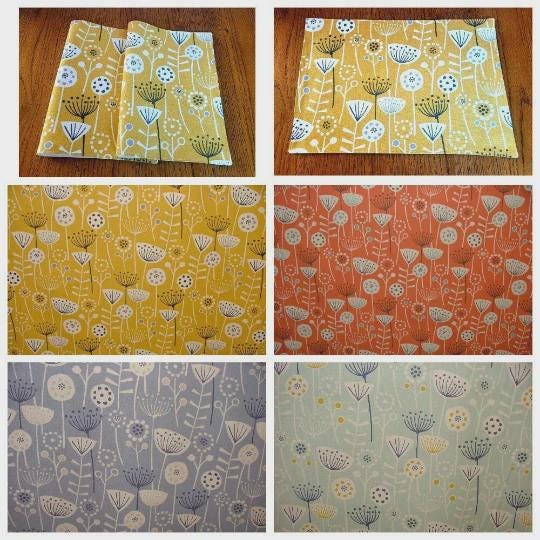 Scandi Floral Fabric Placemats , Floral Cotton Napkins, Fryetts Bergen Cotton Placemat , Table Linen Dining Table Mats