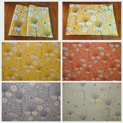 Scandi Floral Fabric Placemats , Floral Cotton Napkins, Fryetts Bergen Cotton Placemat , Table Linen Dining Table Mats