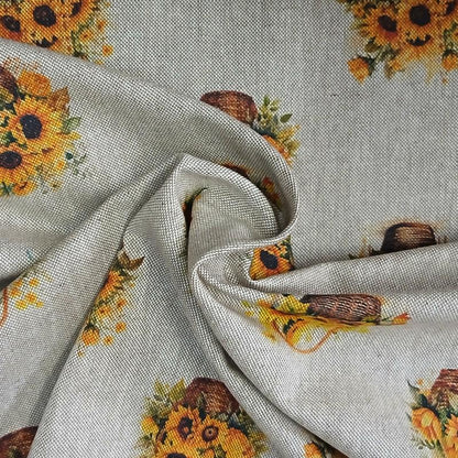 Sunflower Linen Look Tablecloth: Handmade Floral Table Decor