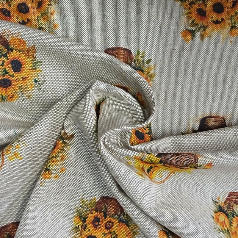 Sunflower Linen Look Tablecloth: Handmade Floral Table Decor