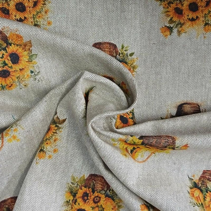 Sunflower Linen Look Tablecloth: Handmade Floral Table Decor