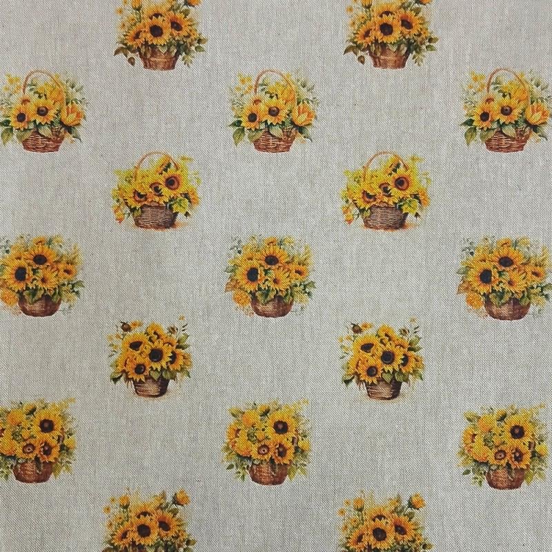 Sunflower Linen Look Tablecloth: Handmade Floral Table Decor