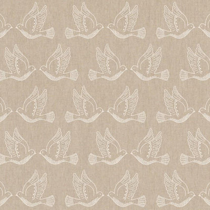 Doves Birds Linen Look Tablecloth: Handmade Cotton Blend, UK Made