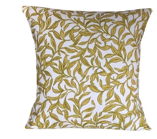 Entwistle Chartreuse Cushion Cover , Cream Leaf Leaves Cushion Cover , Scatter Cushions , Cushion Cover UK