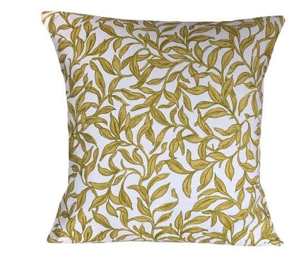 Entwistle Chartreuse Cushion Cover , Cream Leaf Leaves Cushion Cover , Scatter Cushions , Cushion Cover UK