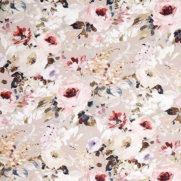 Vintage Rose Floral Tablecloth, Beige Pink, Handmade in UK