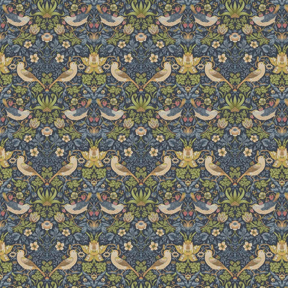 William Morris Table Runner Strawberry Thief Navy Blue, Cotton Napkins, Handmade UK