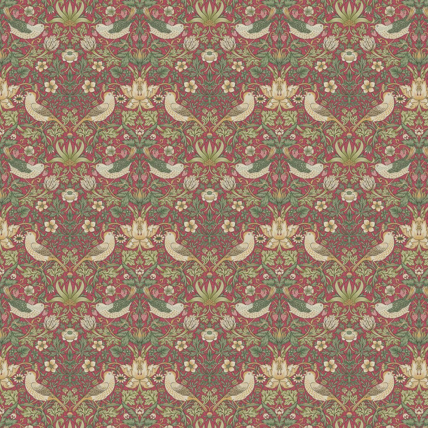 William Morris Strawberry Thief Table Runner Crimson Red , Cotton Napkins , Birds Table Runner , Table Decoration , Various Size